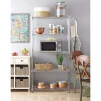 5 Tier Wire Shelving Rack Chrome Finish Home Kitchen Storage Shelving Unit